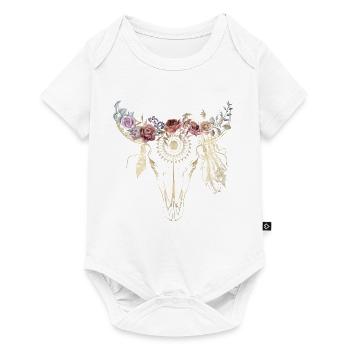 Boho Style / Blumen / Skull / Design - Baby Premium Kurzarmbody - Weiß - Vorne