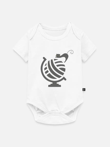 Cute Cat on Globe - Baby Premium Kurzarmbody - Weiß