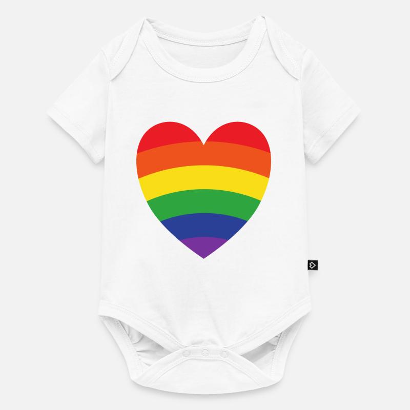 Regenbogenherz | LGBT | Geschenkidee - Baby Premium Kurzarmbody - Weiß