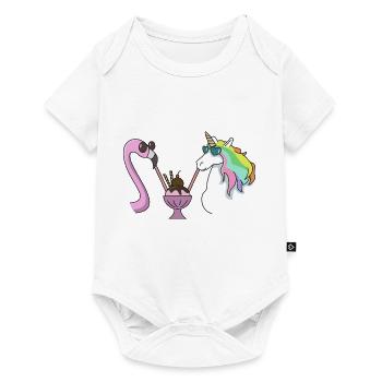 Flamingo unicorn ice cream cup gift summer ice cream - Baby Premium short-sleeve bodysuit - white - Front