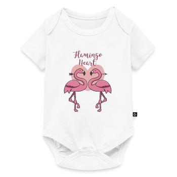 Heart flamingo couple gift in love tropical pink - Baby Premium short-sleeve bodysuit - white - Front
