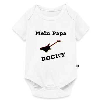 Baby Body Papa Rockt Gitarre - Baby Premium Kurzarmbody - Weiß - Vorne
