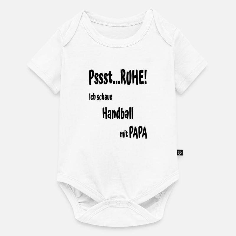Handball avec papa - Body à manches courtes Premium Bébé - blanc