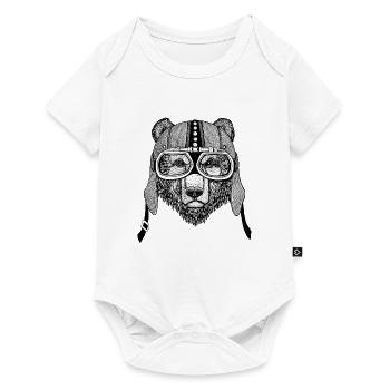 Motorcyclist Teddy Bear - Baby Premium short-sleeve bodysuit - white - Front