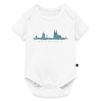 Köln am Rhein Kölner Skyline (Vintage Blau) - Baby Premium Kurzarmbody - Weiß - Vorne