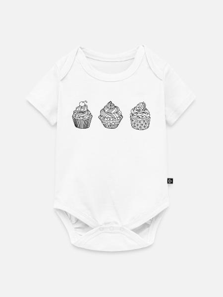 Muffins Törtchen Desing - Baby Premium Kurzarmbody - Weiß