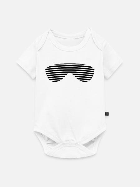 Brille schwarz gestreift - Baby Premium Kurzarmbody - Weiß