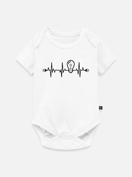 Elektriker Herzlinie - Baby Premium Kurzarmbody - Weiß