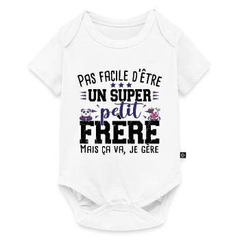 Petit Frère Panda Vache Cadeau Bébé Garçon Famille - Body à manches courtes Premium Bébé - blanc - Devant