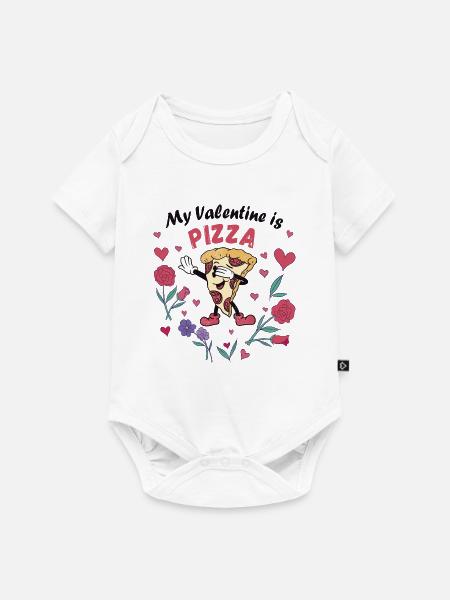 Mein Valentin ist Pizza - Baby Premium Kurzarmbody - Weiß