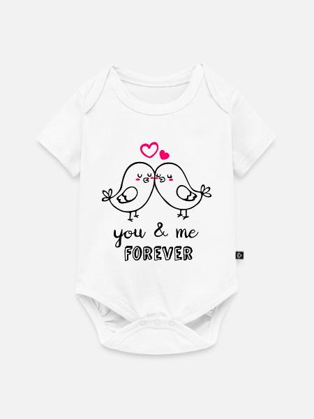 Liebesvögel - Baby Premium Kurzarmbody - Weiß