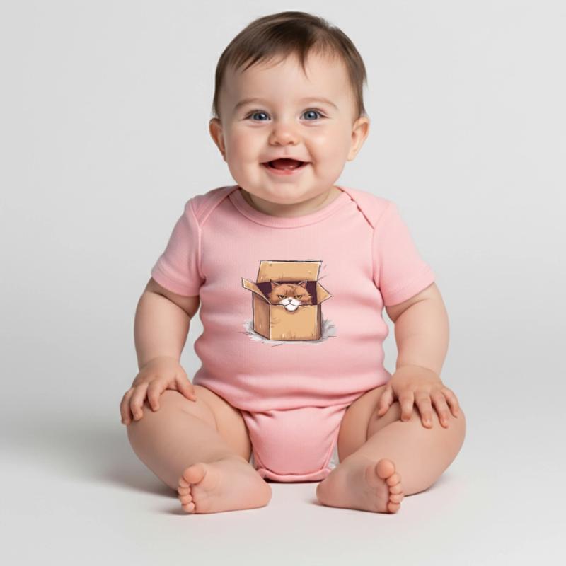 Cat grumpy grumpy grumpy sits in the box Baby Premium short-sleeve bodysuit