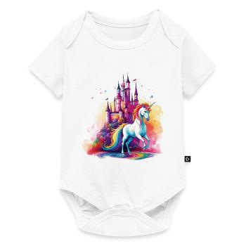 Licorne Arc-en-ciel Château Coloré Magie Fantaisie - Body à manches courtes Premium Bébé - blanc - Devant