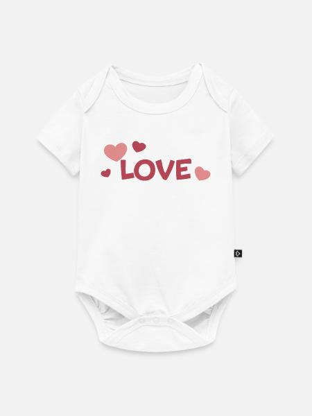 LIEBE und Pastellherzen Fancy Drawing - Baby Premium Kurzarmbody - Weiß