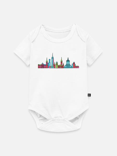 Leipziger Stadtsilhuettendenkmal Moderne Linienkunst - Baby Premium Kurzarmbody - Weiß