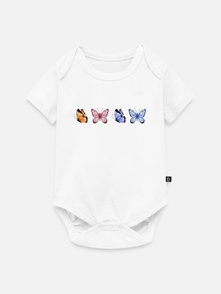 Bunte Schmetterlinge Quartet - Baby Premium Kurzarmbody - Weiß