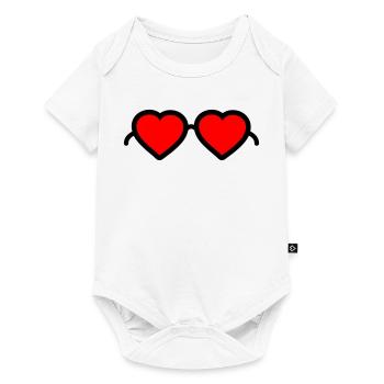 Lunettes pour cœur - Body à manches courtes Premium Bébé - blanc - Devant