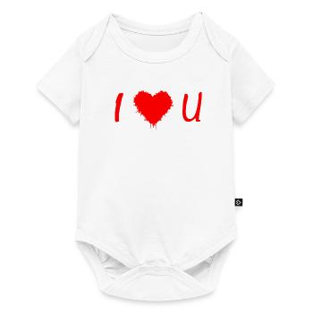 Liebes Graffiti Herz i LOVE YOU Ich liebe Dich - Baby Premium Kurzarmbody - Weiß - Vorne