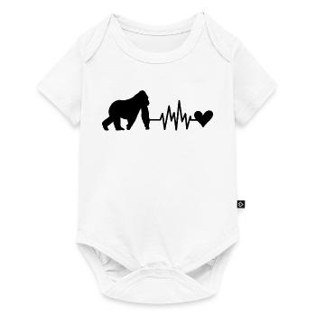 Affe Herzschlag Herz - Baby Premium Kurzarmbody - Weiß - Vorne