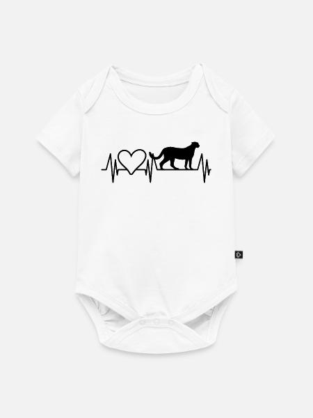 Gepard Herzschlag Herz - Baby Premium Kurzarmbody - Weiß