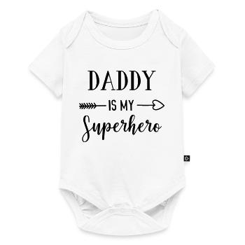 fils fille bébé père super-héros de naissance cadeau - Body à manches courtes Premium Bébé - blanc - Devant