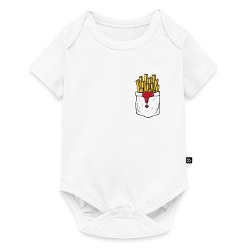Pommes Frittes Brusttasche - Baby Premium Kurzarmbody - Weiß - Vorne