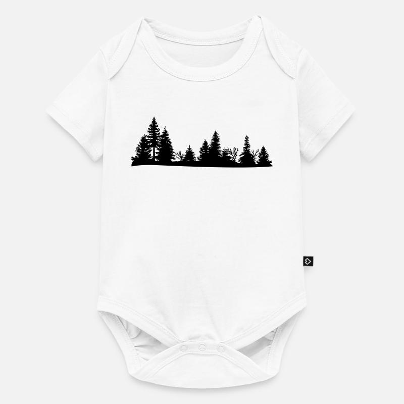 Silhouette noire d'une forêt - Body à manches courtes Premium Bébé - blanc