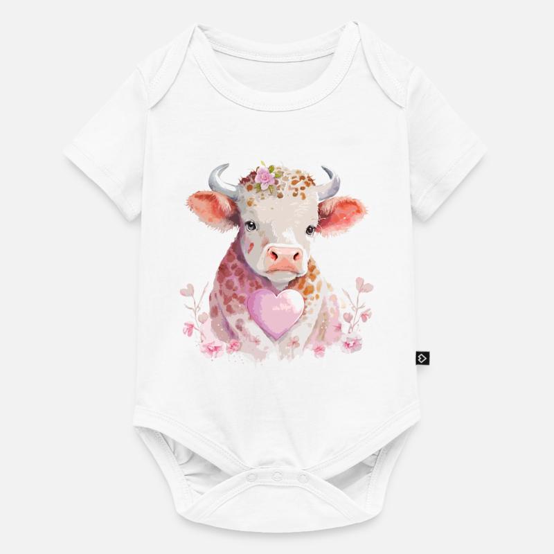 Vache mignonne - Body à manches courtes Premium Bébé - blanc