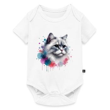 Aquarelle Tête de chat - Body à manches courtes Premium Bébé - blanc - Devant