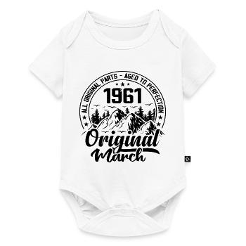 1961 mars Original : 63 Ans cadeau Anniversaire - Body à manches courtes Premium Bébé - blanc - Devant