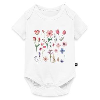 Frühlingsblumen - Baby Premium Kurzarmbody - Weiß - Vorne