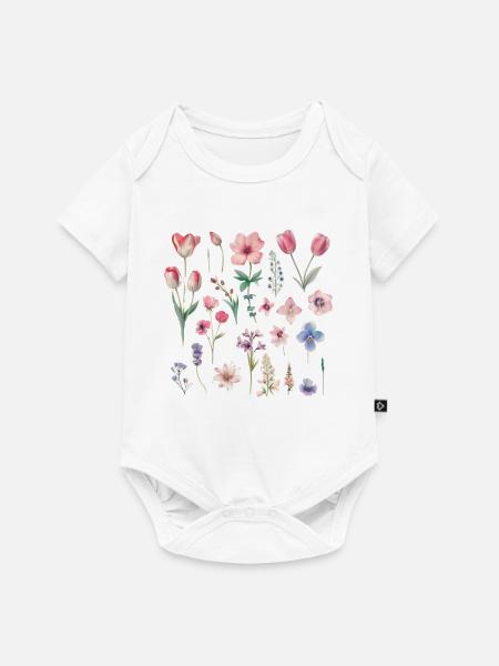 Frühlingsblumen - Baby Premium Kurzarmbody - Weiß