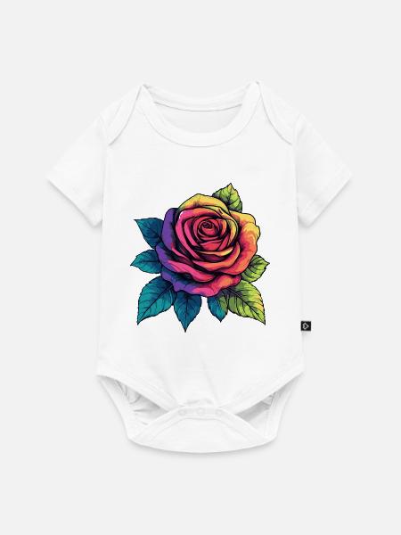 Rose Blume - Baby Premium Kurzarmbody - Weiß