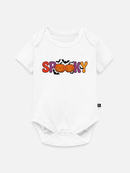 Spukige Kürbisbuchstaben - Baby Premium Kurzarmbody - Weiß