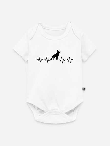 Deutscher Schäferhund EKG Herzschlag - Baby Premium Kurzarmbody - Weiß