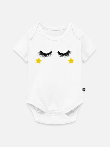 Wimpern Design - Baby Premium Kurzarmbody - Weiß
