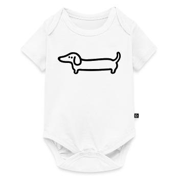 Dackel Line Art – Lustiges Hunde Design - Baby Premium Kurzarmbody - Weiß - Vorne
