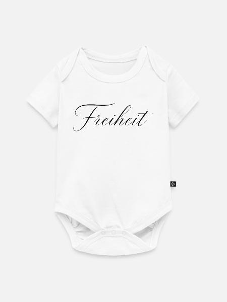 Filigrane Schrift Freiheit – Elegantes Design - Baby Premium Kurzarmbody - Weiß