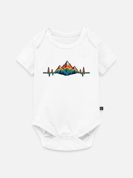 Berge im Herzschlag – Wanderliebe Retro - Baby Premium Kurzarmbody - Weiß