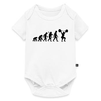 Fitness Gewichtheben Evolution Für Kraftsportler - Baby Premium Kurzarmbody - Weiß - Vorne