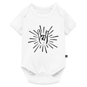 Rock 'N' Roll Musik Rocker Handzeichen - Baby Premium Kurzarmbody - Weiß - Vorne