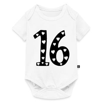 16 anniversaire avec coeur - Body à manches courtes Premium Bébé - blanc - Devant