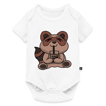 Bubble Tea Drinking Raccoon Anime Kawaii - Baby Premium short-sleeve bodysuit - white - Front