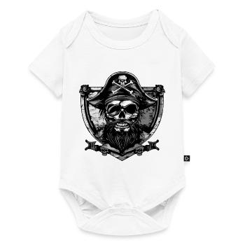 Écusson de crâne de pirate - Body à manches courtes Premium Bébé - blanc - Devant