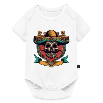 Mexican Skull Sombrero Crest - Baby Premium short-sleeve bodysuit - white - Front