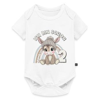 2ème anniversaire âne arc-en-ciel mignon mignon - Body à manches courtes Premium Bébé - blanc - Devant