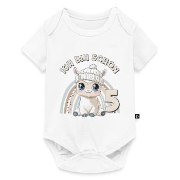 5ème anniversaire Alpaga Lama Arc-en-ciel Mignon Mignon - Body à manches courtes Premium Bébé - blanc - Devant