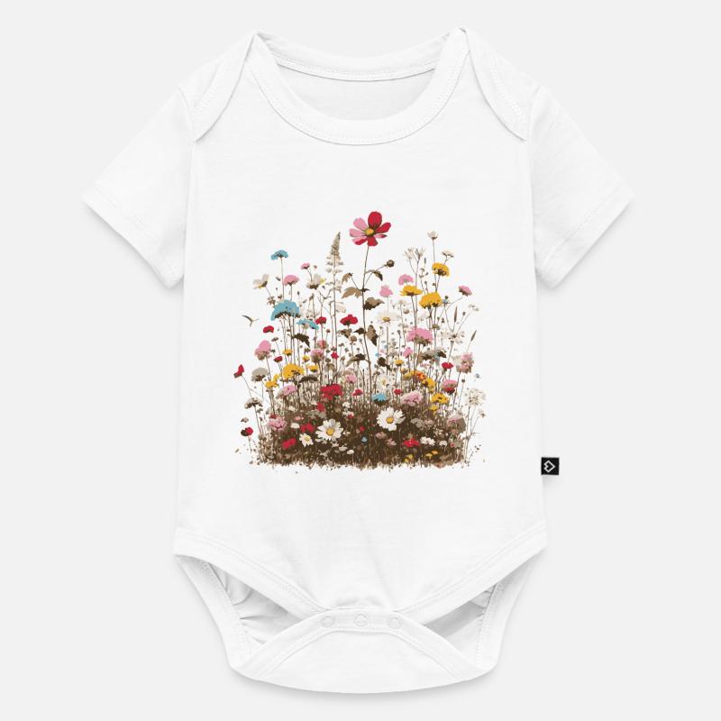 parfumé coloré fleur prairie printemps fleurs herbes - Body à manches courtes Premium Bébé - blanc
