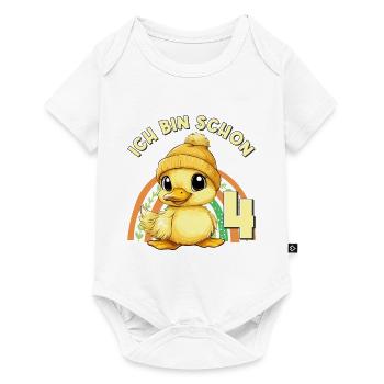 4th Birthday Duck Rainbow Cute Cute - Baby Premium short-sleeve bodysuit - white - Front