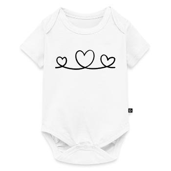 Graphique linéaire Trois cœurs – Motif minimaliste - Body à manches courtes Premium Bébé - blanc - Devant